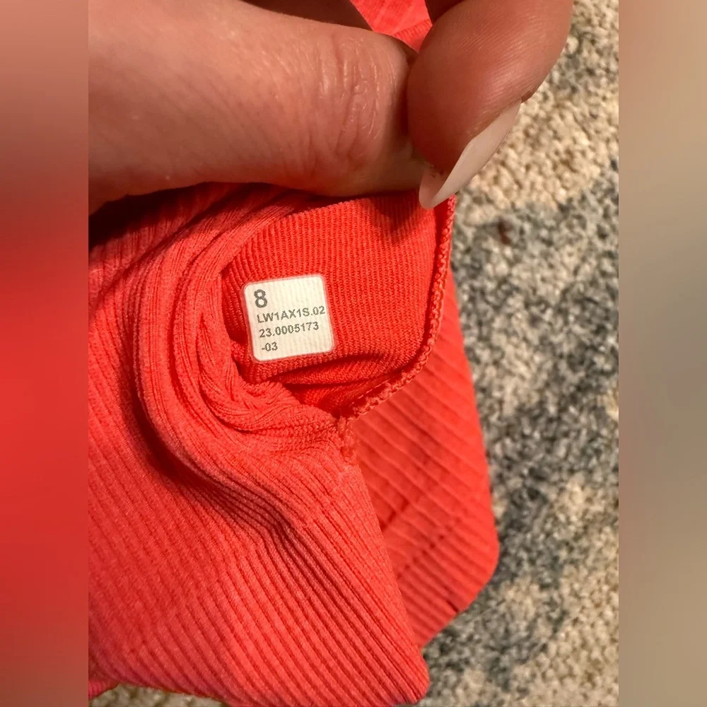 Lululemon Ebb to Street Tank Top Bright Coral Size 8 Pristine Condition - Picture 3 of 3